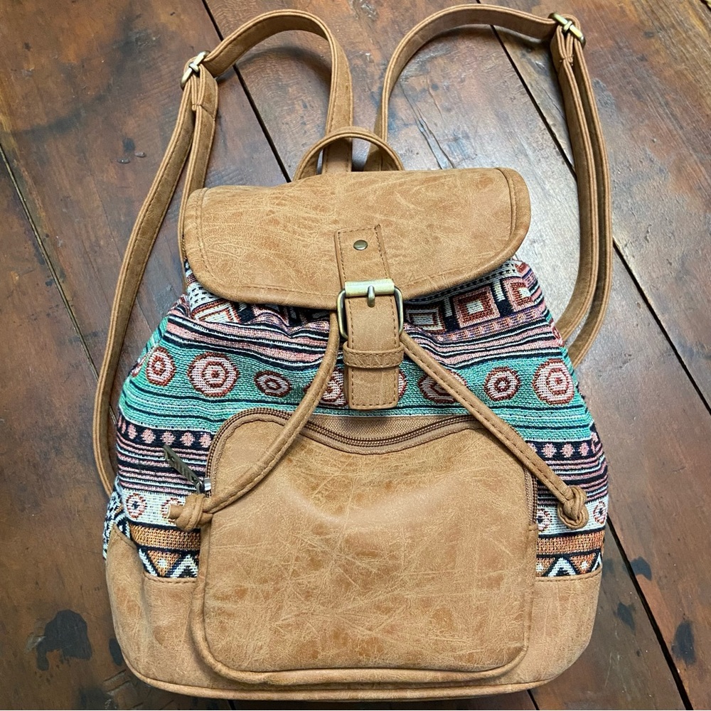 Tribal Pattern Tan Backpack